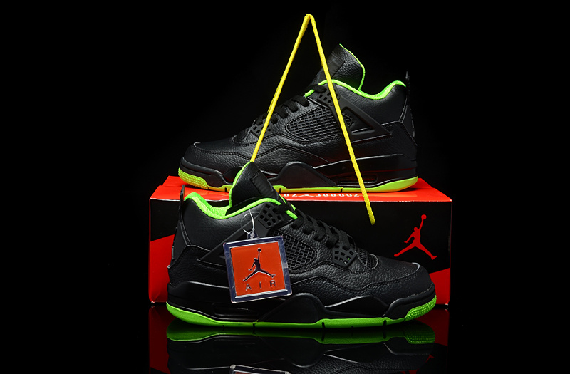 Air Jordan 4 Men Shoes Black/ Greenyellow Online